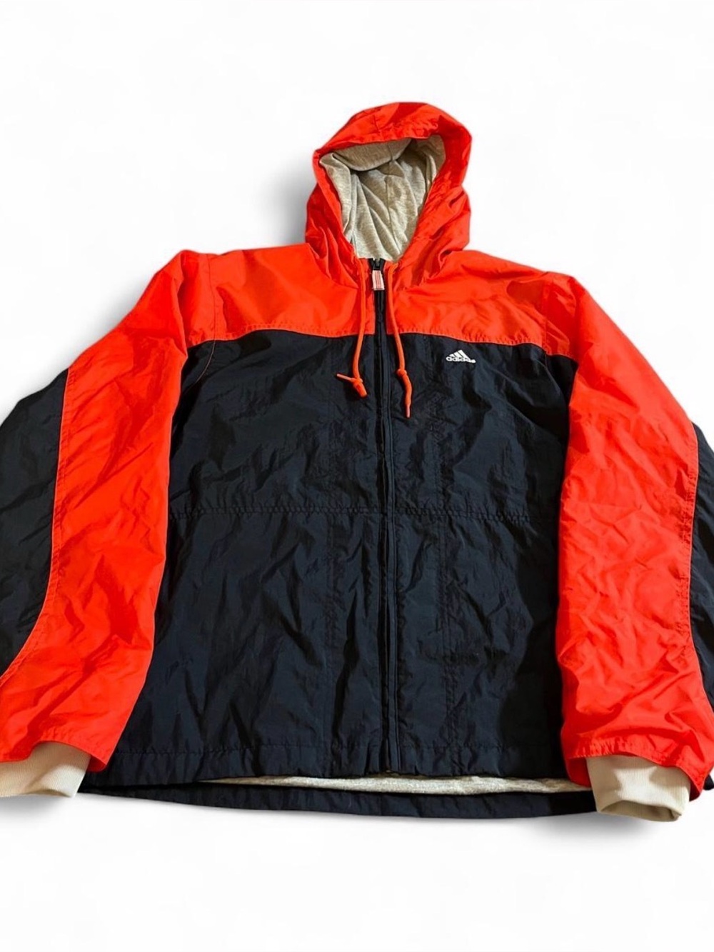 Men’s Vintage Adidas Blues/Red Windbreaker Full-Zip Hooded Jacket Size M